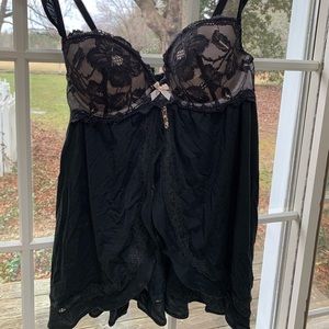 Victoria’s Secret sexy black/pink babydoll/undies